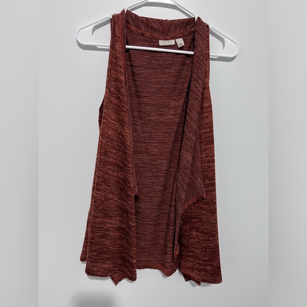 LOGO by Lori Goldstein Marled Open Front Sleeveless Cardigan LagenLook